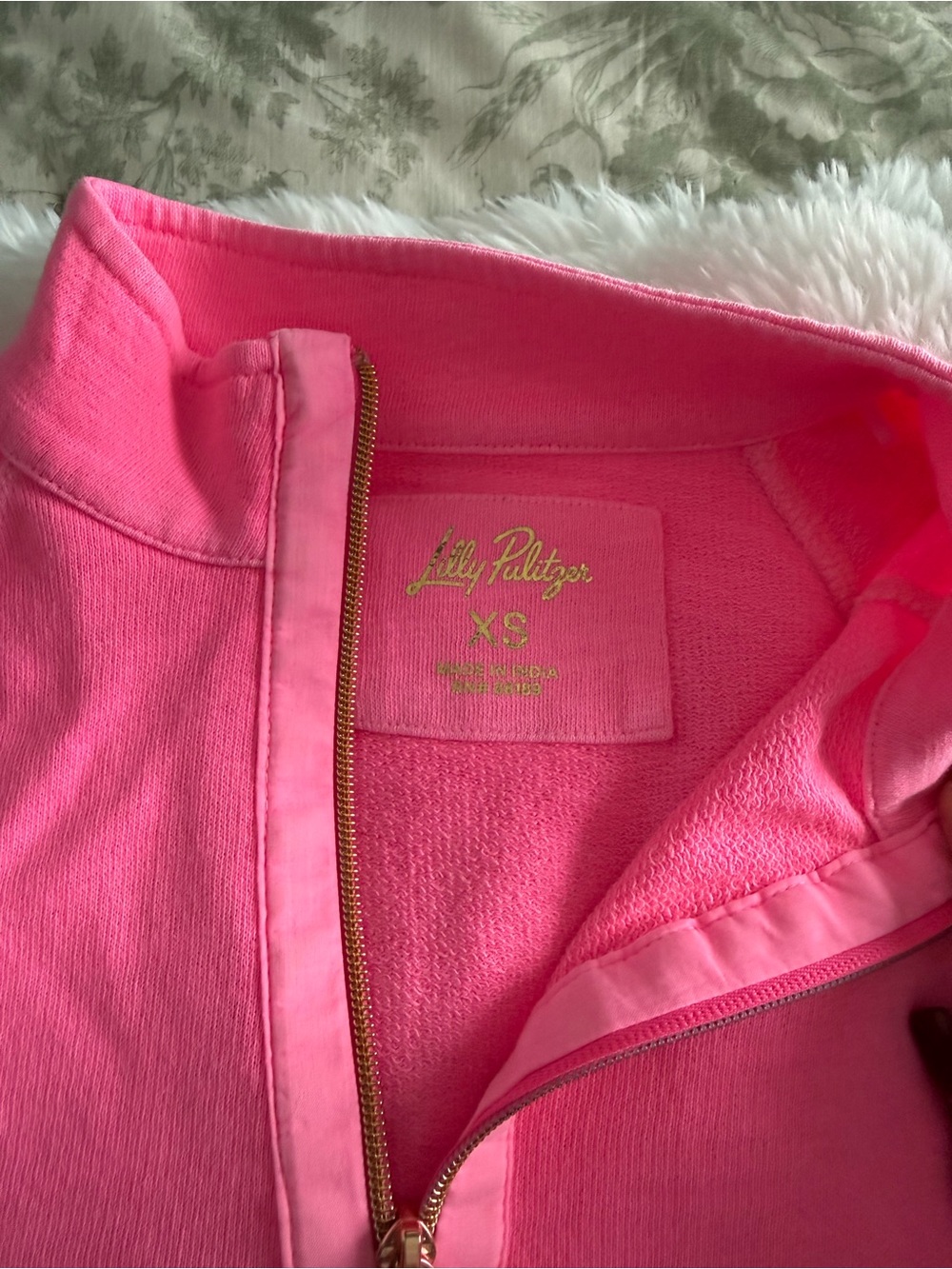 Lilly Pulitzer Hot Pink Quarter Zip-Up Sweatshirt